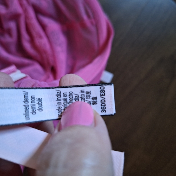❤NEW Victoria's Secret 36DD Pink Bra Underwire Lace Demi Adjust to Racerback NWT - Picture 7 of 11